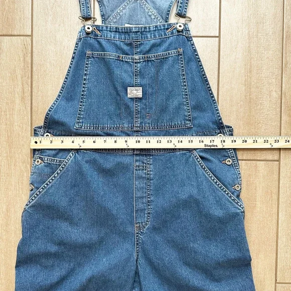 VTG 2003 Old Navy Cropped Bib Denim Overalls Women XL Y2K Grunge Loose Carpenter - Picture 10 of 12